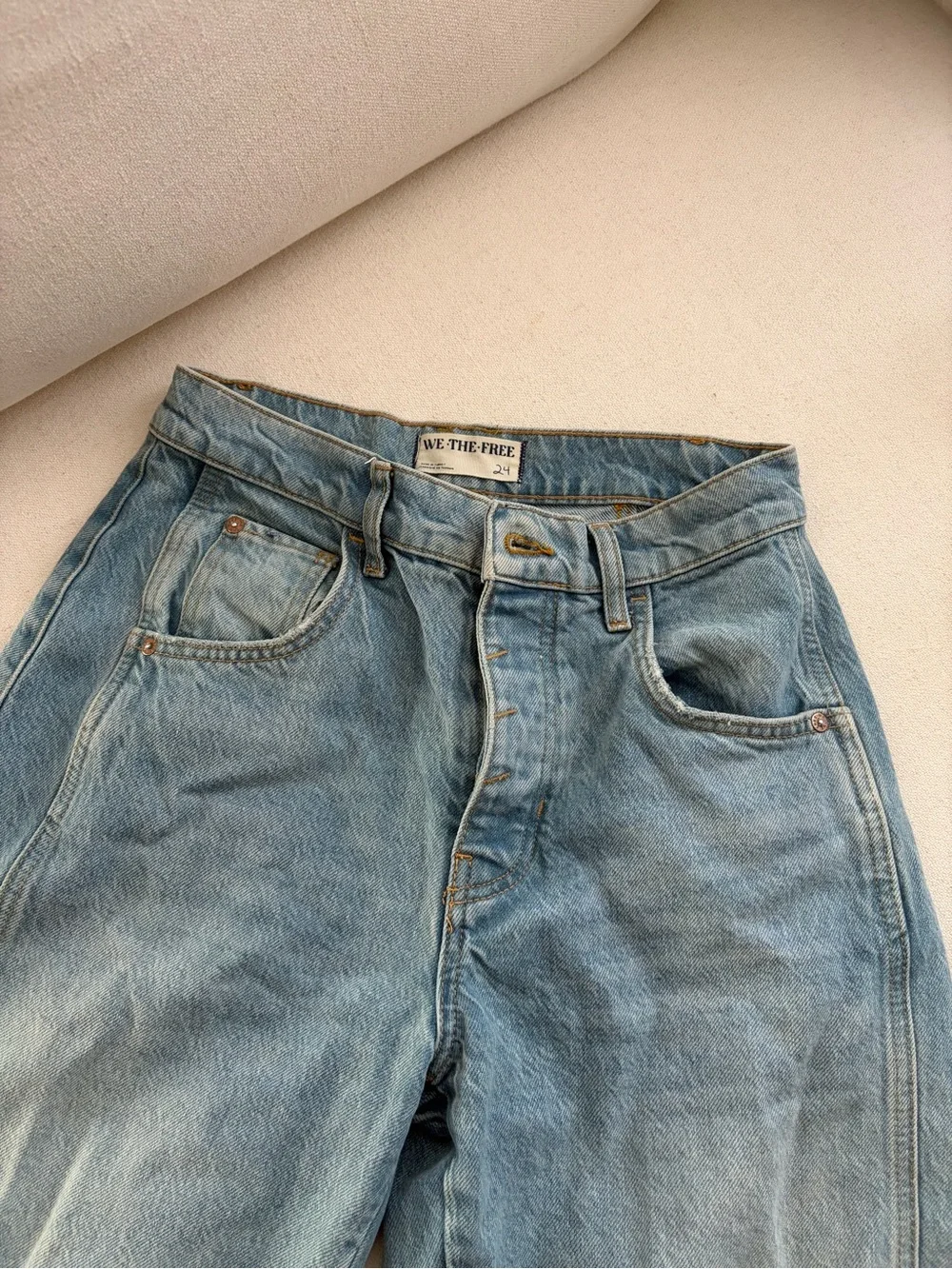 Free People Light Blue High-Rise Flared Jeans